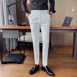 High Quality British Style Business Casual Slim Fit Men Dress Pants Solid All Match Formal Wear Office Trousers Gentlemen 36-29 aidase-shop