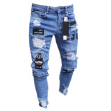 Aidase 2022 New Men's Slim-Fit Ripped Jeans Men's Painted Jeans Patch Beggar Pants Jumbo Men's Hip Hop Pants Size S-4XL aidase-shop