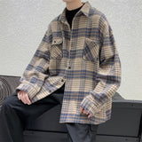 2021 Simple Retro Check Jacket Tide Boy Japanese Street Autumn And Winter Wild Plaid Jacket Thick Shirt aidase-shop