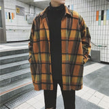 2021 Simple Retro Check Jacket Tide Boy Japanese Street Autumn And Winter Wild Plaid Jacket Thick Shirt aidase-shop