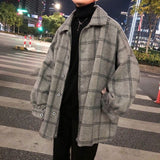 2021 Simple Retro Check Jacket Tide Boy Japanese Street Autumn And Winter Wild Plaid Jacket Thick Shirt aidase-shop