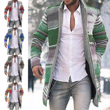 Aidase Winter Fashion Patchwork Men's Knitted Jackets Thick Comfy Long Sleeve Sweater Coat Warm Stand Collar Fall Tide Casual Cardigan aidase-shop