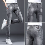 Men's Stretch Jeans Male Summer Thin Slim Straight Korean-Style Leggings Casual Fashion All-match Long Pants Skinny Jeans Men aidase-shop