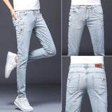 Men's Stretch Jeans Male Summer Thin Slim Straight Korean-Style Leggings Casual Fashion All-match Long Pants Skinny Jeans Men aidase-shop