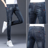 Men's Stretch Jeans Male Summer Thin Slim Straight Korean-Style Leggings Casual Fashion All-match Long Pants Skinny Jeans Men aidase-shop