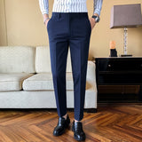 2021 New Business Dress Pants Men Solid Color Office Social Formal Suit Pants Casual Streetwear Wedding Trousers Pantalon Homme aidase-shop