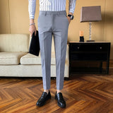 2021 New Business Dress Pants Men Solid Color Office Social Formal Suit Pants Casual Streetwear Wedding Trousers Pantalon Homme aidase-shop