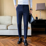 2021 New Business Dress Pants Men Solid Color Office Social Formal Suit Pants Casual Streetwear Wedding Trousers Pantalon Homme aidase-shop