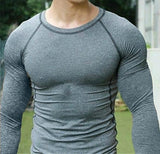 Men Quick Dry Fitness Tees Outdoor Sport Running Climbing Long Sleeves Tights Bodybuilding Tops Gym Train Compression T-shirt aidase-shop
