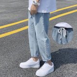 Wide-leg straight jeans men women fall winter loose casual rope trousers male students Korean all-match pants trend streetwear aidase-shop