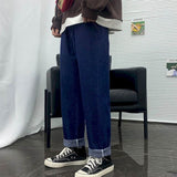 Wide-leg straight jeans men women fall winter loose casual rope trousers male students Korean all-match pants trend streetwear aidase-shop