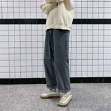 Neploha Korean Solid Color Men's Straight Denim Pants 2020 Harajuku Man Streetwear Loose Casual Jeans Trousers Man Clothing aidase-shop