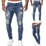 Men's Sweatpants Sexy Hole Jeans Pants Casual Summer Autumn Male Ripped Skinny Trousers Slim Biker Outwears Harajuku  Pants aidase-shop