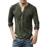 Aidase Men's T-shirt of 2021 v-neck, Long-sleeved T-shirt and Elegant Button-down T-shirt fall Casual solid men's PLL 5XL aidase-shop