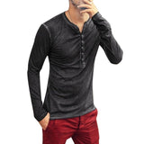 Aidase Men's T-shirt of 2021 v-neck, Long-sleeved T-shirt and Elegant Button-down T-shirt fall Casual solid men's PLL 5XL aidase-shop