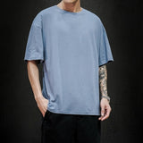 New Summer Men's T Shirt 2021 Fashion Solid T Shirt Mens Oversized Hip Hop Short Sleeve Casual Cotton Mens Streetwear Top Tees aidase-shop