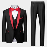 Aidase Men Mariage Color Block Collar Suits Jacket Trousers Waistcoat Male Business Casual Wedding Blazers Coat Vest Pants 3 Pieces Set aidase-shop