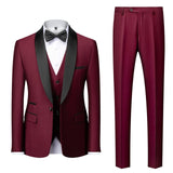 Aidase Men Mariage Color Block Collar Suits Jacket Trousers Waistcoat Male Business Casual Wedding Blazers Coat Vest Pants 3 Pieces Set aidase-shop
