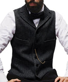 Aidase Brown Men Suit Vests Black Waistcoat Vest Man Steampunk Jacket Striped Tweed V-neck Slim Fit Gilet Homme Wedding Clothing aidase-shop