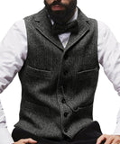 Aidase Brown Men Suit Vests Black Waistcoat Vest Man Steampunk Jacket Striped Tweed V-neck Slim Fit Gilet Homme Wedding Clothing aidase-shop