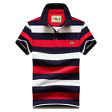 polo shirt men high quality mens polo shirt 95%cotton Short-sleeved embroidered stripes business casual mens polo shirt 3631 aidase-shop