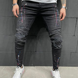 Long Pencil Pants Ripped Jeans Slim Spring Hole Men Fashion Thin Skinny Jeans Male Hip-hop Trousers Clothes Clothing 2021 aidase-shop