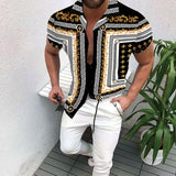 Summer New Men's Clothing European American Retro Trend Shirt Cardigan Men's fashion trend  Short Sleeve aidase-shop