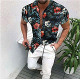 Summer New Men's Clothing European American Retro Trend Shirt Cardigan Men's fashion trend  Short Sleeve aidase-shop