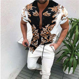 Summer New Men's Clothing European American Retro Trend Shirt Cardigan Men's fashion trend  Short Sleeve aidase-shop