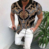 Summer New Men's Clothing European American Retro Trend Shirt Cardigan Men's fashion trend  Short Sleeve aidase-shop