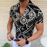 Summer New Men's Clothing European American Retro Trend Shirt Cardigan Men's fashion trend  Short Sleeve aidase-shop