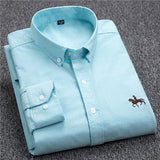 S- 6XL Oxford Shirts For Mens Long Sleeve Cotton Casual Dress Shirts Male Solid Plaid Chest Pocket Regular-Fit Man Social Shirt aidase-shop