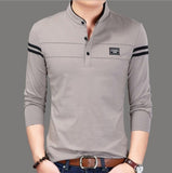 2021 New Men T Shirt Man Long Sleeve tshirt Men's Clothing Mandarin Collar T-Shirts Tops & Tees Male Tshirts aidase-shop