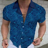 Summer New Men's Clothing European American Retro Trend Shirt Cardigan Men's fashion trend  Short Sleeve aidase-shop