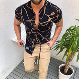 Summer New Men's Clothing European American Retro Trend Shirt Cardigan Men's fashion trend  Short Sleeve aidase-shop