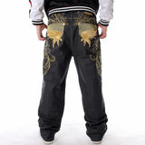 Man Loose Baggy Jeans Hiphop Skateboard Denim Pants Hip Hop Rap Male Black Trouses Big Size 30-46 aidase-shop