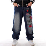 Man Loose Baggy Jeans Hiphop Skateboard Denim Pants Hip Hop Rap Male Black Trouses Big Size 30-46 aidase-shop