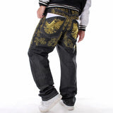 Man Loose Baggy Jeans Hiphop Skateboard Denim Pants Hip Hop Rap Male Black Trouses Big Size 30-46 aidase-shop