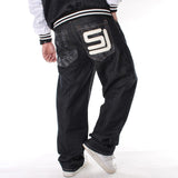 Man Loose Baggy Jeans Hiphop Skateboard Denim Pants Hip Hop Rap Male Black Trouses Big Size 30-46 aidase-shop