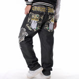 Man Loose Baggy Jeans Hiphop Skateboard Denim Pants Hip Hop Rap Male Black Trouses Big Size 30-46 aidase-shop