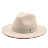 Aidase fedora hat women ribbon band men hats wide brim classic beige white wedding church winter men women's hat 2021 new gorras hombre aidase-shop