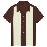 Men Shirt Short Sleeve Summer Rockabilly Bowling Cotton Casual Shirts Men Vintage Shirt Printed Splicing Camisa Masculina S-3XL aidase-shop