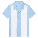 Men Shirt Short Sleeve Summer Rockabilly Bowling Cotton Casual Shirts Men Vintage Shirt Printed Splicing Camisa Masculina S-3XL aidase-shop