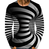 Aidase Mens Shirts Graphic Optical Illusion Plus Size Print Long Sleeve T-shirts Spring Summer Streetwear Exaggerated Round Neck Tops aidase-shop