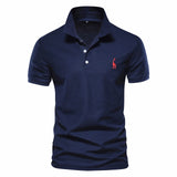 AIOPESON New Man Polo Shirt Mens Casual Deer Embroidery 35% Cotton Polo shirt Men Short Sleeve High Quantity polo men aidase-shop