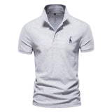 AIOPESON New Man Polo Shirt Mens Casual Deer Embroidery 35% Cotton Polo shirt Men Short Sleeve High Quantity polo men aidase-shop