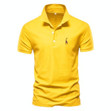 AIOPESON New Man Polo Shirt Mens Casual Deer Embroidery 35% Cotton Polo shirt Men Short Sleeve High Quantity polo men aidase-shop