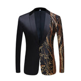 Aidase Men's black  Sequin Party Blazer Slim Fit Wedding Party Suit Jackets High Quality singer high density sequined Blazer suits aidase-shop