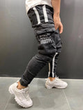 Skinny ripped jeans men Pants Pencil Biker Side Striped Jeans Destroyed Hole Hip Hop Slim Fit Man Stretchy Jean Print aidase-shop