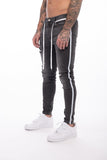 Skinny ripped jeans men Pants Pencil Biker Side Striped Jeans Destroyed Hole Hip Hop Slim Fit Man Stretchy Jean Print aidase-shop